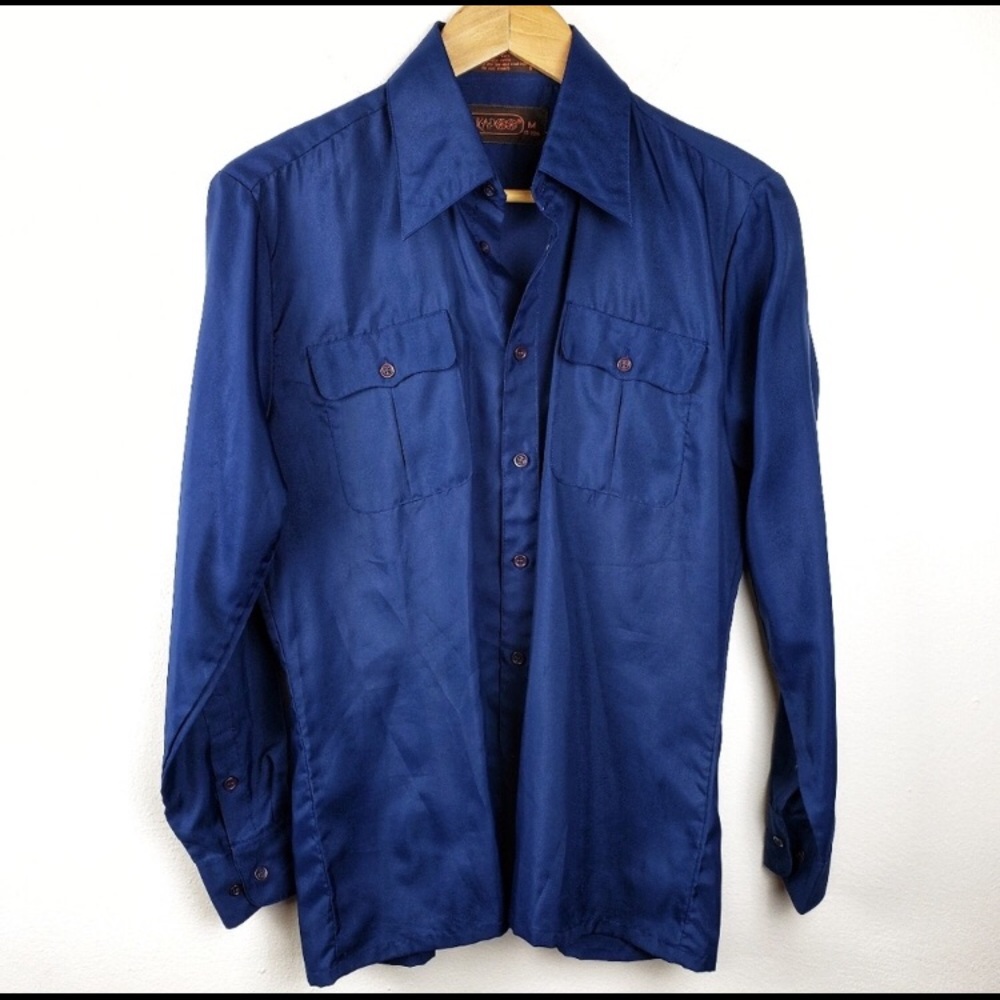 Vintage Huk A Poo | Blue Button Down Dress Shirt M
